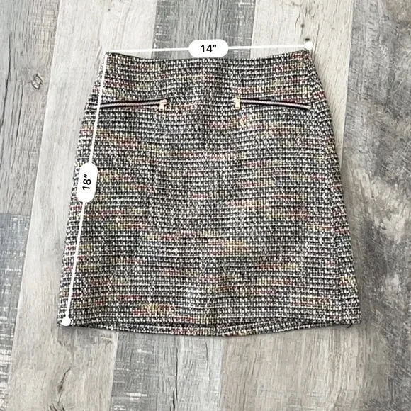 Loft Tweed Like A-line Mini Skirt -- Multicolored Rainbow with Silver Threads - Picture 7 of 7
